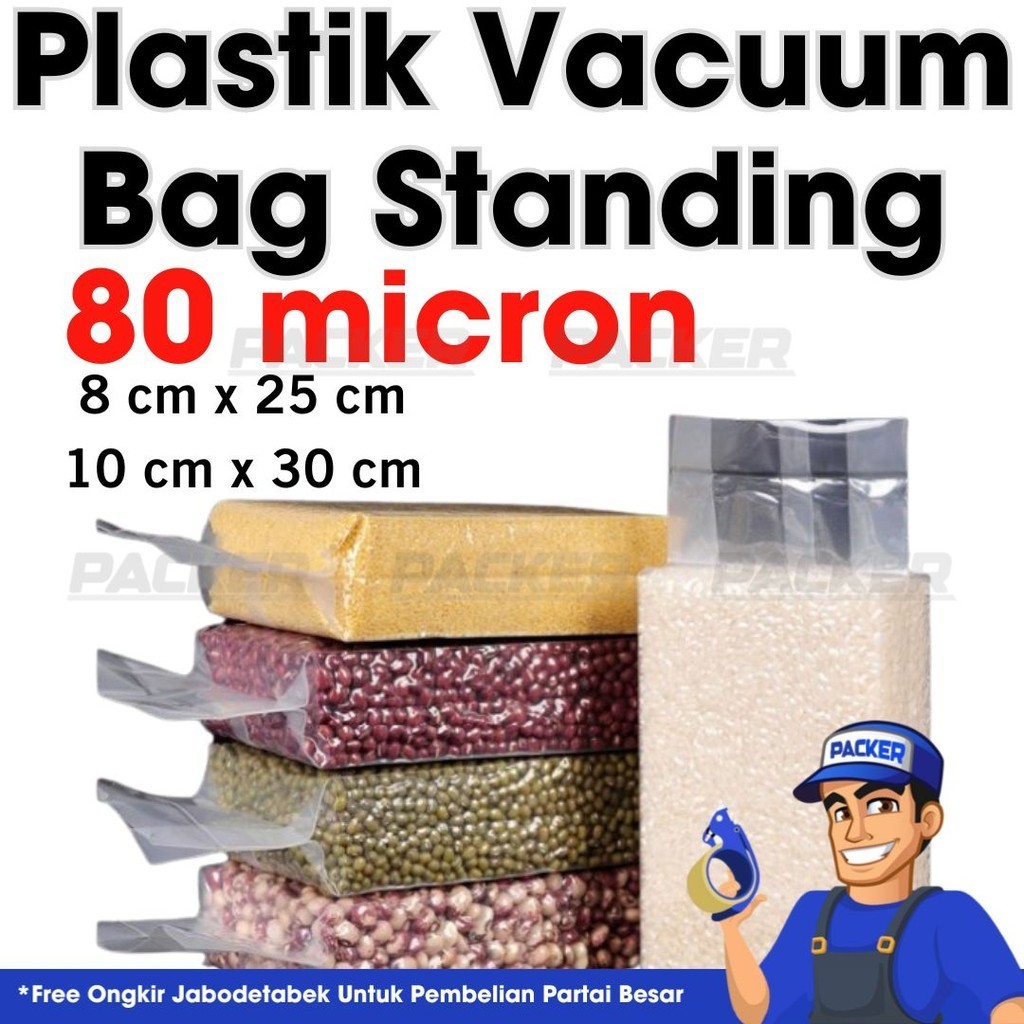 Plastik Vacuum Bag Standing Gusset Nylon 80 micron Kantong Beras