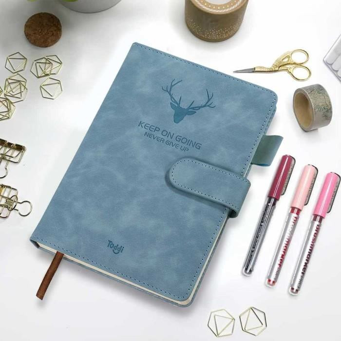 

Buku Catatan Notebook Diary Harian A5 Cover Kulit PU Magnetik Buckle - Baby Blue