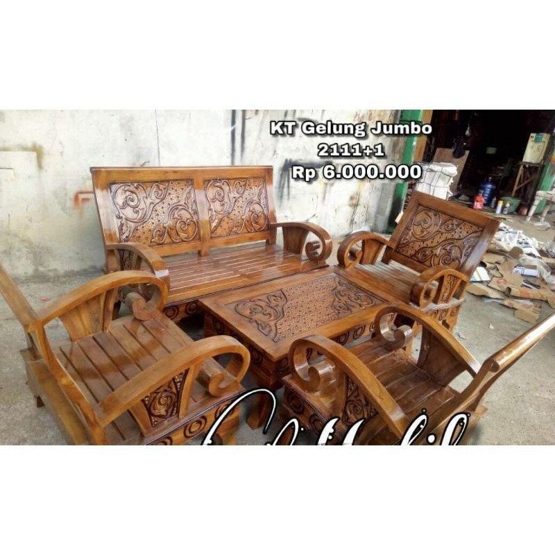 Kursi Tamu Jati Gelung Jumbo 2111+1