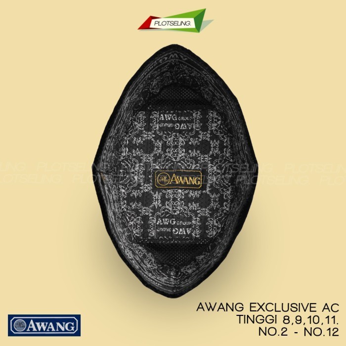 Songkok AWANG EXCLUSIVE HITAM AC Tinggi 8 9 10 Anak-Dewasa Nomor 3-11 - Tinggi 8 cm, No. 3 53 cm