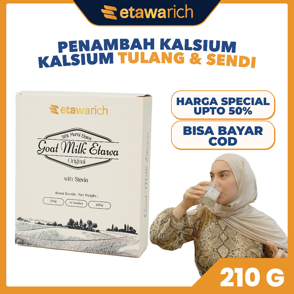 

Susu Kambing Etawarich - Membantu Penambah Kalsium Untuk Kuatkan Tulang dan Sendi | Mengatasi berbagai macam penyakit seperti Asam Urat, Nyeri sendi, Lutut, Radang, reumatik | Mencegah Osteoporosis | Susu bubuk murni 100% tidak bau prengus
