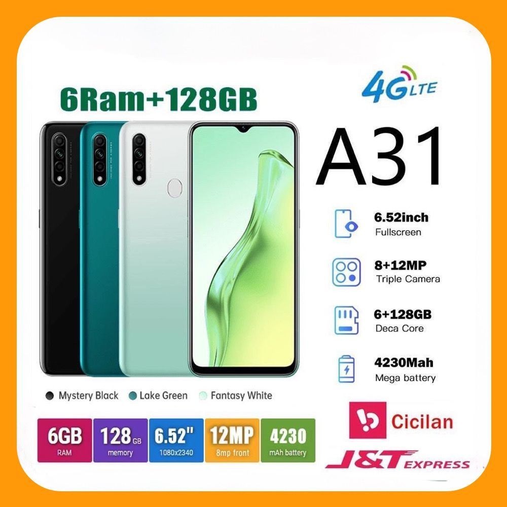 [NEW] OPPO A31 RAM 6/128GB GARANSI 1 TAHUN ORIGINAL BARU HANDPHONE baterai