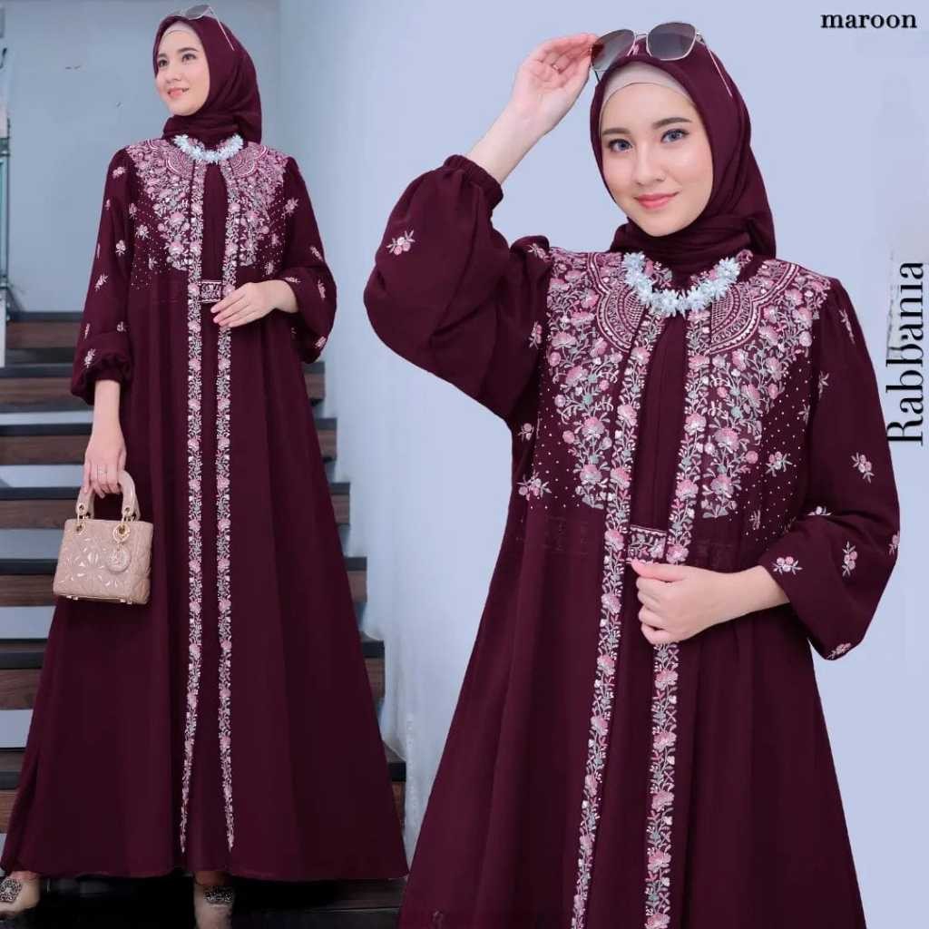 NK78TG COD Rabbania Dress Vol 2 Ceruty Babydoll Mix Bordir Premium // Gamis Wanita Jumbo M L XL XXL 