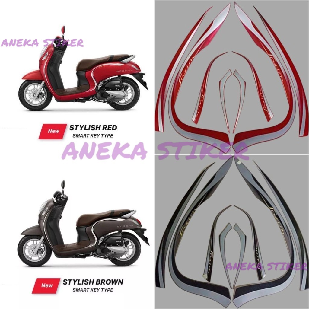 Striping stiker polet list motor body honda scoopy fi stylish  2021 2022 FullSet Kualitas Terbaik