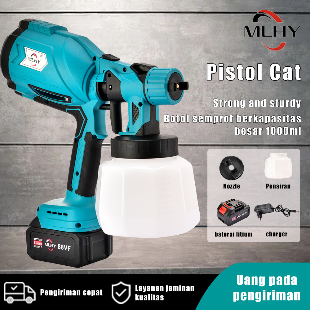 

MLHY Electric Spray Gun 1000ML Cordless Baterai lithium 980W Alat Semprotan Cat Minyak Air Portable Spray Gun Elektrik Ryu