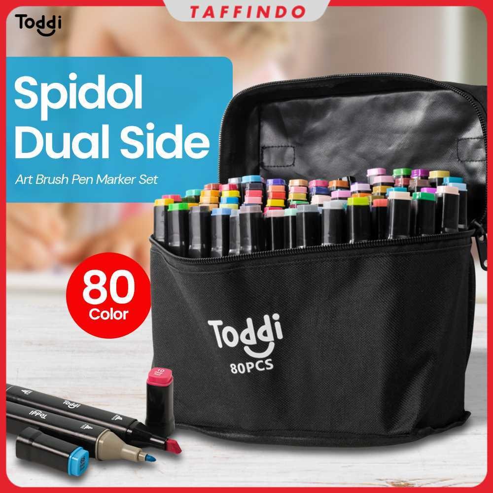 

Toddi Spidol Dual Side Fine Art Brush Pen Art Marker Set 80 Color - HL270