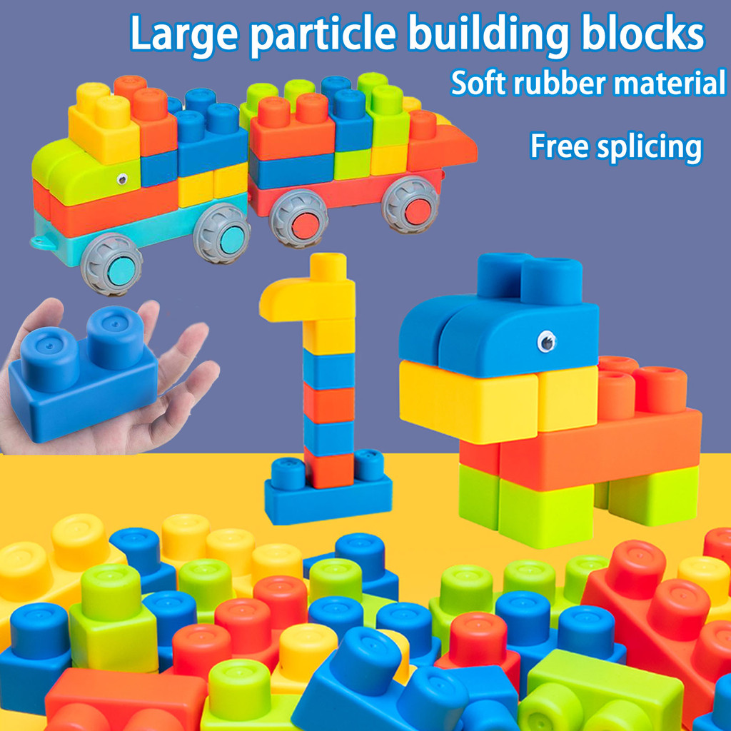 

Soft Rubber Large Particle Block Children'S Toy Assembly For Boys And Girls, 1-Year-Old Puzzle Brain Toy Large Particle Assembly