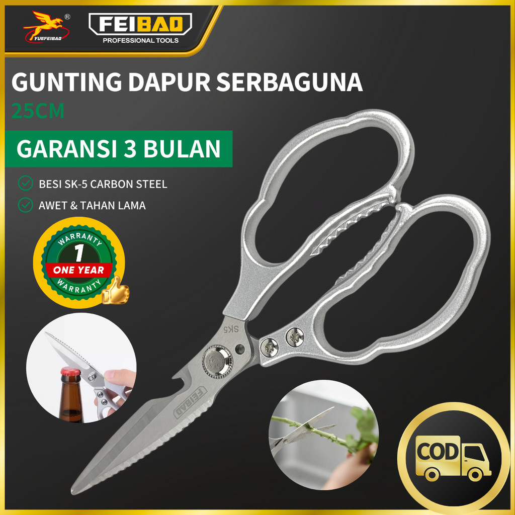 

Feibao Gunting Dapur Serbaguna / Heavy Duty Multifunction Kitchen Scissors / SK-5 Alloy / F10-208A