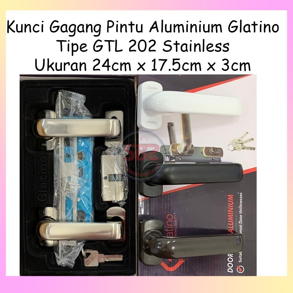GLATINO Kunci 202 - Kunci Gagang Pintu Aluminium Glatino Tipe GTL 202 - KUNCI LEVER HANDLE 202 GLATI