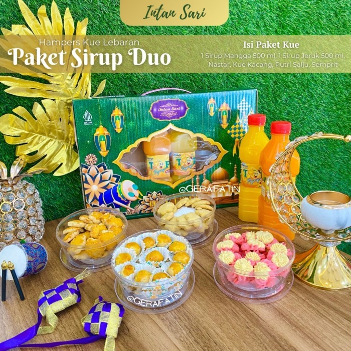 

INTAN SARI PAKET DUA SIRUP + 4 KUE KERING - PARSEL & HAMPERS LEBARAN