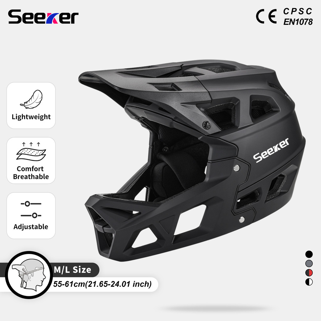Seeker Bicycle full face helmet Mountain bike Men's helmet Integrated cycling helmet Adult full face