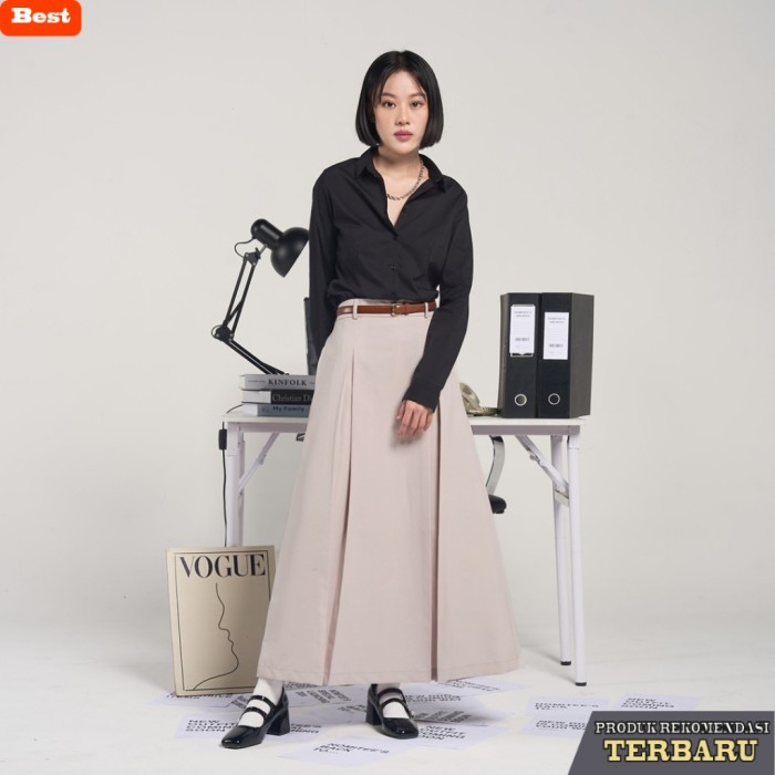 rok wanita kekinian Nomitee's Yola Skirt Rok Panjang Wanita - Beige, Large