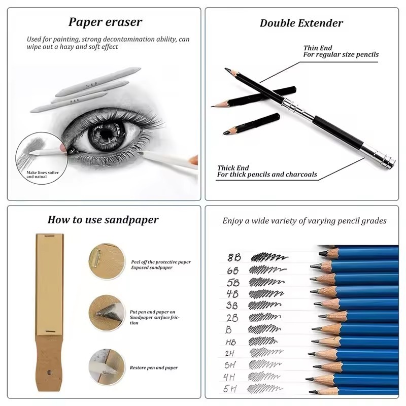 

RB Drawing Pencil Set Alat Gambar 35pcs Set Lukisan Pensil Gambar Lukis Sketsa Lengkap Paket