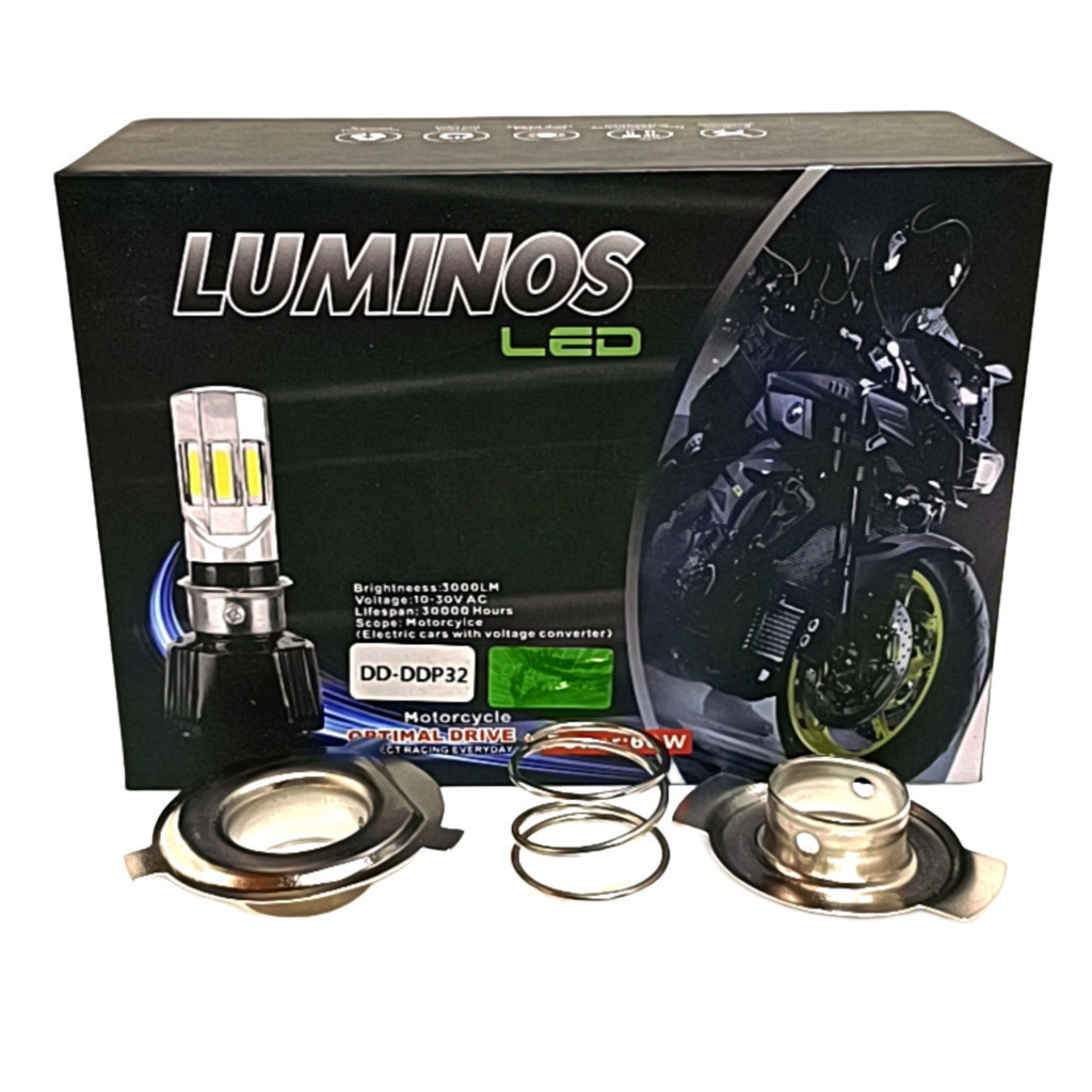 LAMPU LED LUMINOS ORIGINAL 6 SISI LAMPU DEPAN LED AC / DC MOTOR MERK LUMINOS ORIGINAL