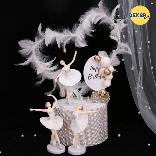 CAKE TOPPER BALERINA 1 SET ISI 3 PCS / Hiasan kue ulang tahun balerina / Aksesoris Kue Ulang Tahun