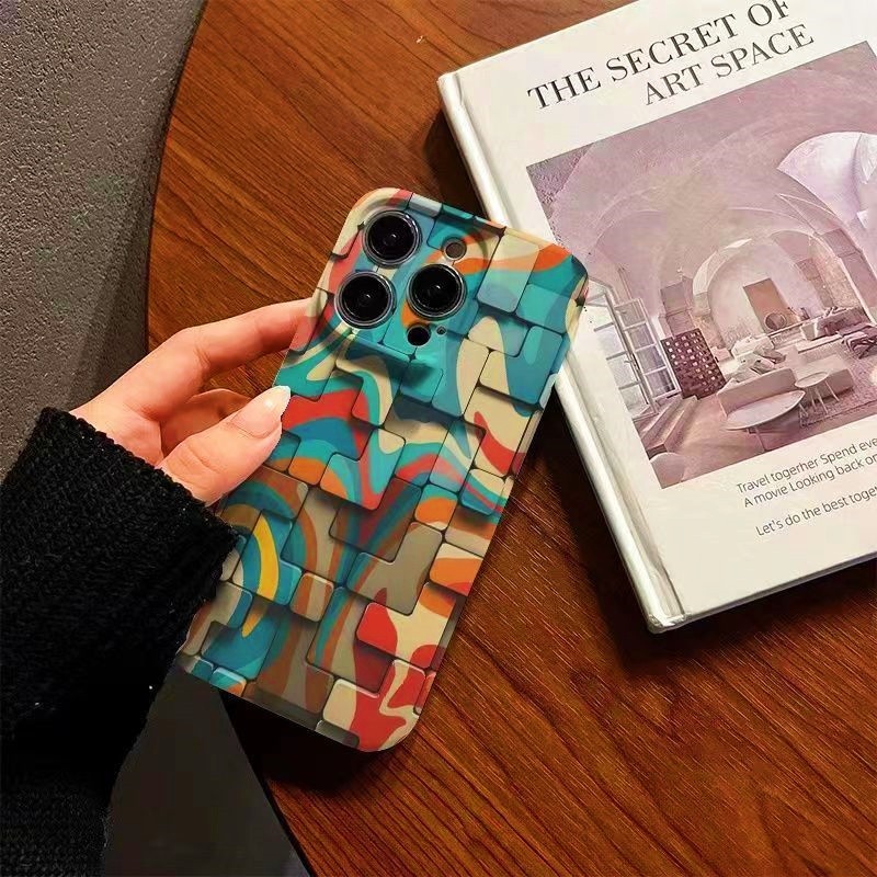 Scratch Resistance Hard PC Phone Case 3D Stereoscopic Tetris Suitable For VIVO S12/Y15S/Y15A/Y15C/Y0