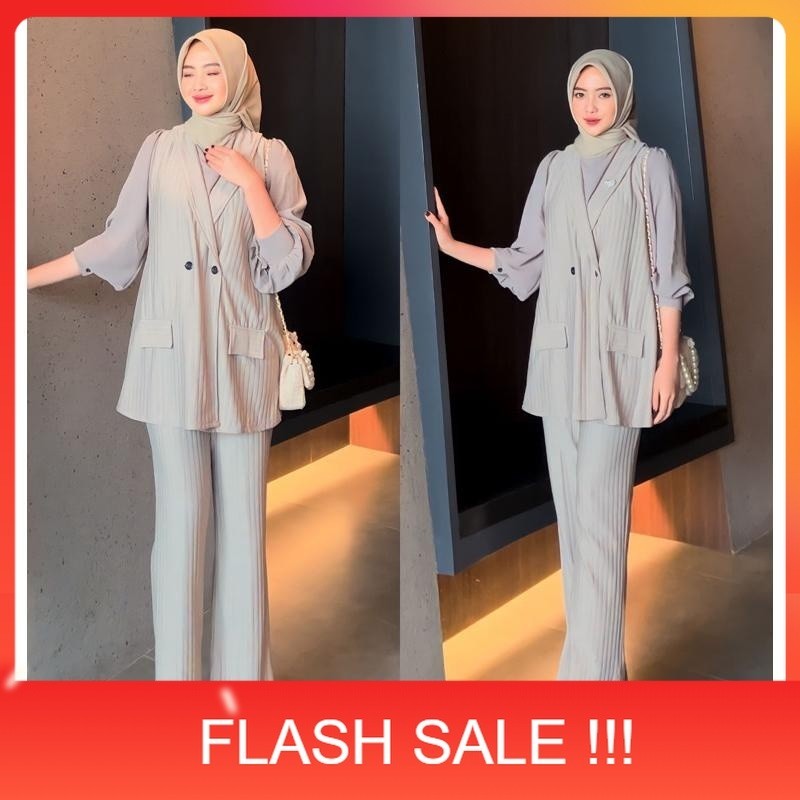 PROMO BEFAST - ZNF OOTD WANITA ANI / Setelan One Set 2 IN 1 Jenifer outer & kulot Knit / Pakaian Wan