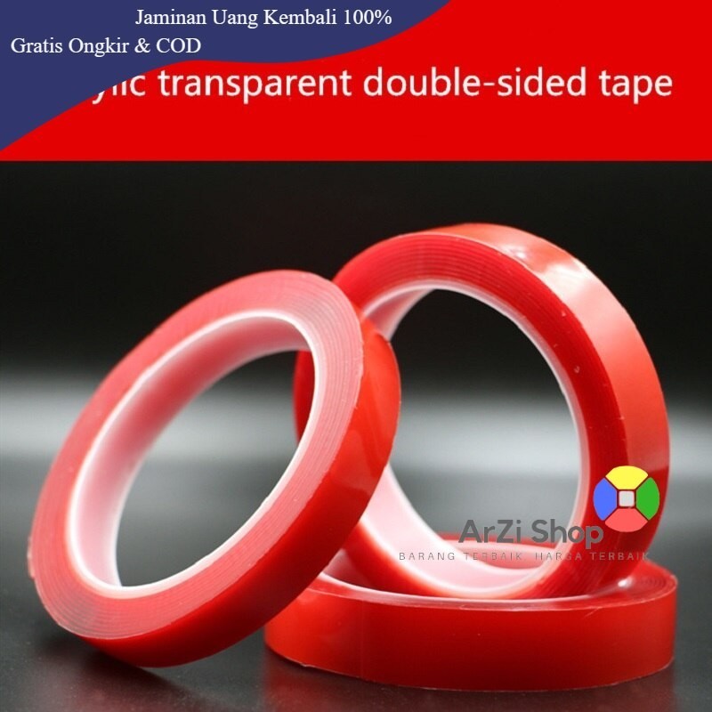 

SZBFT Perekat Double Tape Acrylic Adhesive Transparent Sticker 15mm x 3m - J4702 - Red