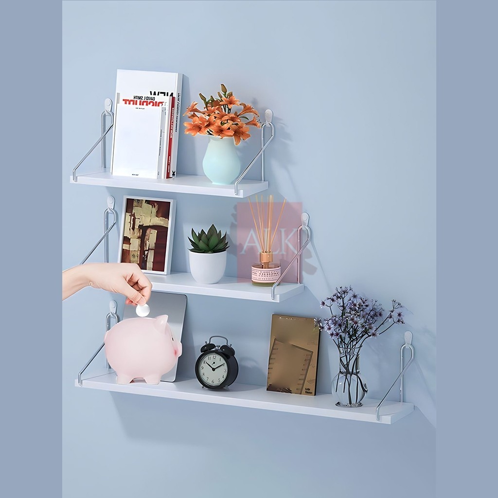 Rak gantung Besi[1 Set isi 3 rak] TANPA BOR Rak ambalan dinding gantung serbaguna kosmetik rak hemat