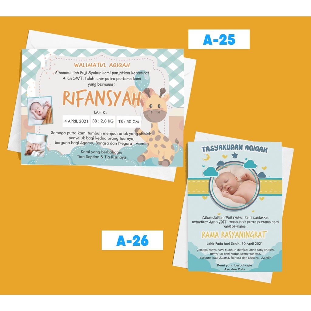 kartu aqiqah, kartu aqiqah bayi, kartu aqiqah tasyakuran, kartu aqiqah tasyakuran untuk nasi box, ka