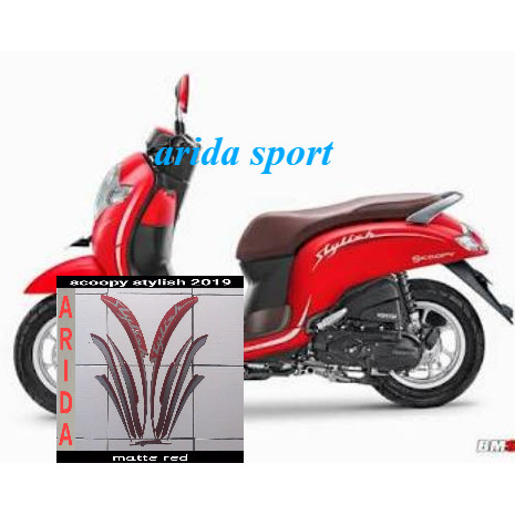 Striping stiker  honda scoopy scopy scopi fi led stylish thn 2019 2020 matte red merah doff kualitas