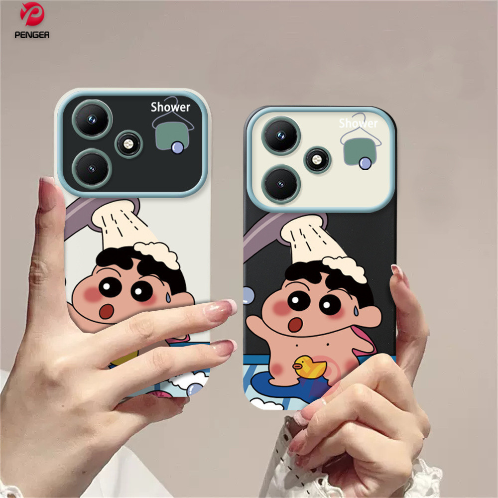 Casing hp Infinix Hot 30i Note12 G96 Hot 20S Smart7 Smart 6smart5 Hot 11S NFC Hot 11play 12 10Play 9play Cute Cartoon Anime Crayon New Shower Yellow Duck Smooth and Innovative Design Durable Soft TPU Phone Case PENGER