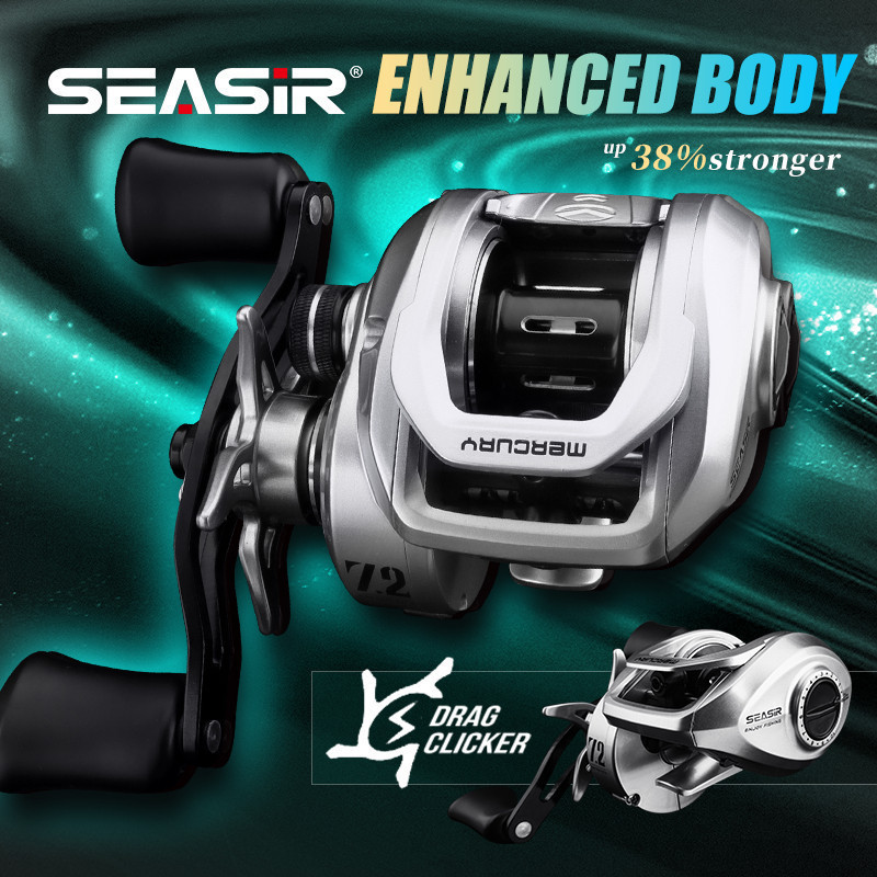 [OFFICIAL] SEASIR MERCURY Hitam Reel Pancing Baitcasting,  Drag Clicker Reel BC Casting Kiri/Kanan, 