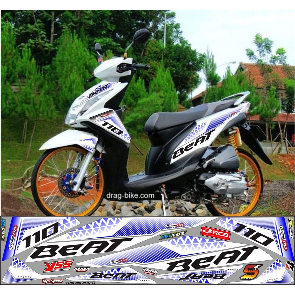 VARIASI Stiker Striping PUTIH Variasi Beat Fi 2012 2013 -2016 - Striping Motor Beat Fi 2013 -2016 ST