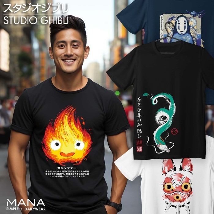 baju kaos pria cowok anime ghibli totoro keren - t shirt pria korean style - kaos baju oversize