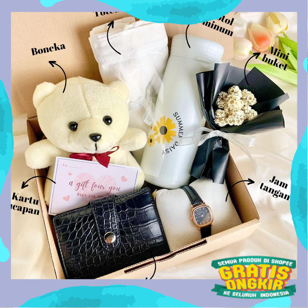 Kado Ulang Tahun Hampers Anniversary Hampers Boneka Hadiah Ulang Tahun Hampers Cewek/ kuning coklat 