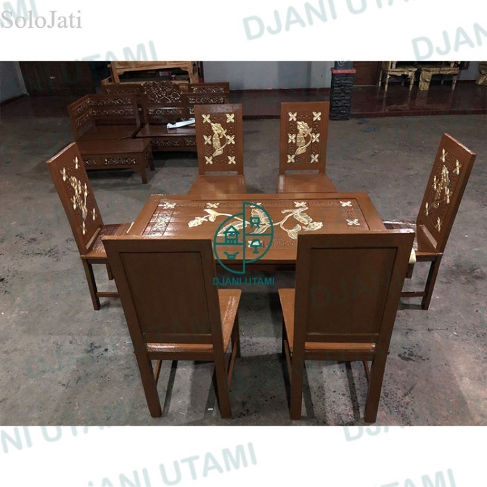 

Set Meja makan 6 Kursi Kayu jati Ukir Jepara murah