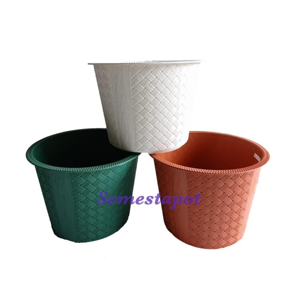 6 PCS Pot Anyam 30 Setengah Lusin Pot Plastik Bunga Tanaman