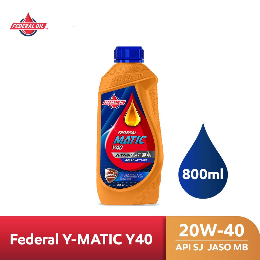 [ 100% ORI ] FEDERAL OIL Matic y 40 20W-40 0.8L 800ml - Oli Motor Matic Original