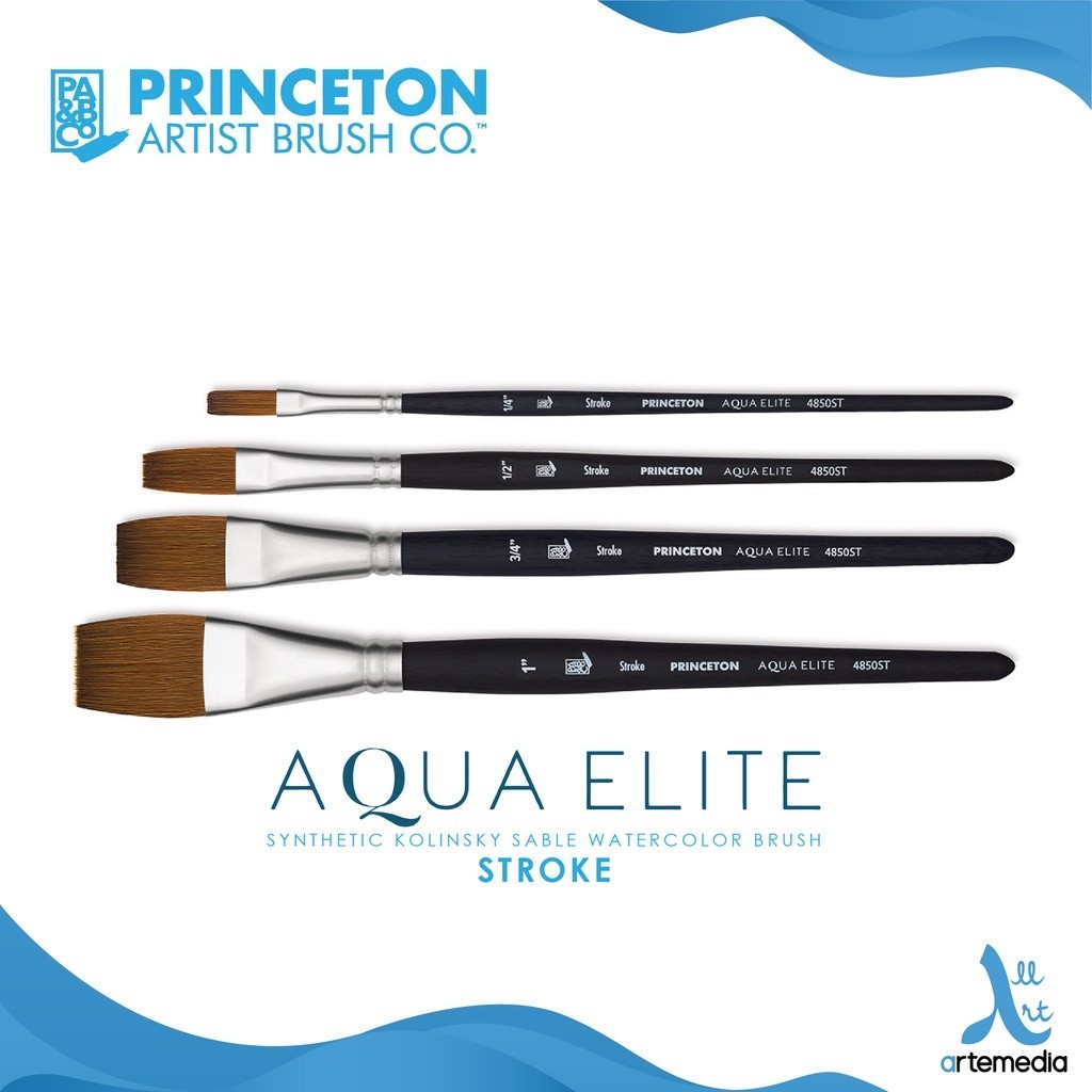 

Princeton Aqua Elite 4850ST Stroke Synthetic Watercolor Brush Short Handle Kuas Lukis