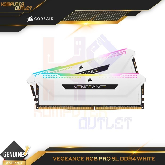 CORSAIR RAM VENGEANCE RGB PRO SL 16GB (8GB x 2) DDR4 3600MHZ - WHITE