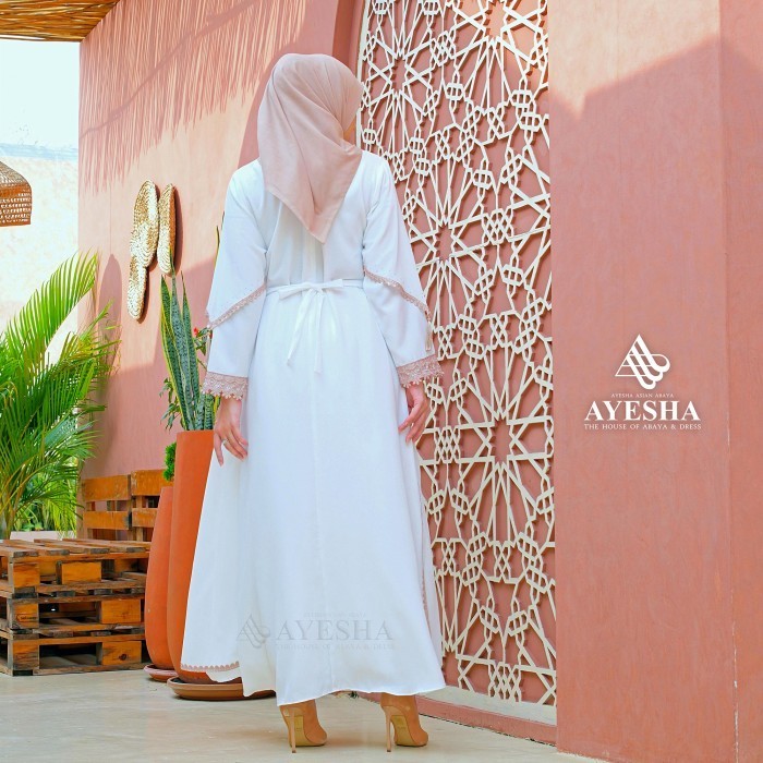 AYESHA Gamis Putih Wanita Abaya Turkey  019 - M
