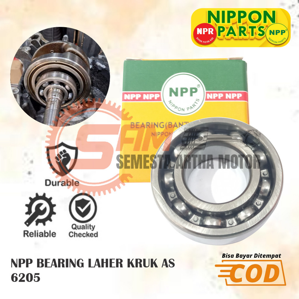Laher NPP 6205 Bearing Laker Kruk As Bantalan Motor Beat F1zr Kaze Blitz Joy V80 V75 Satria