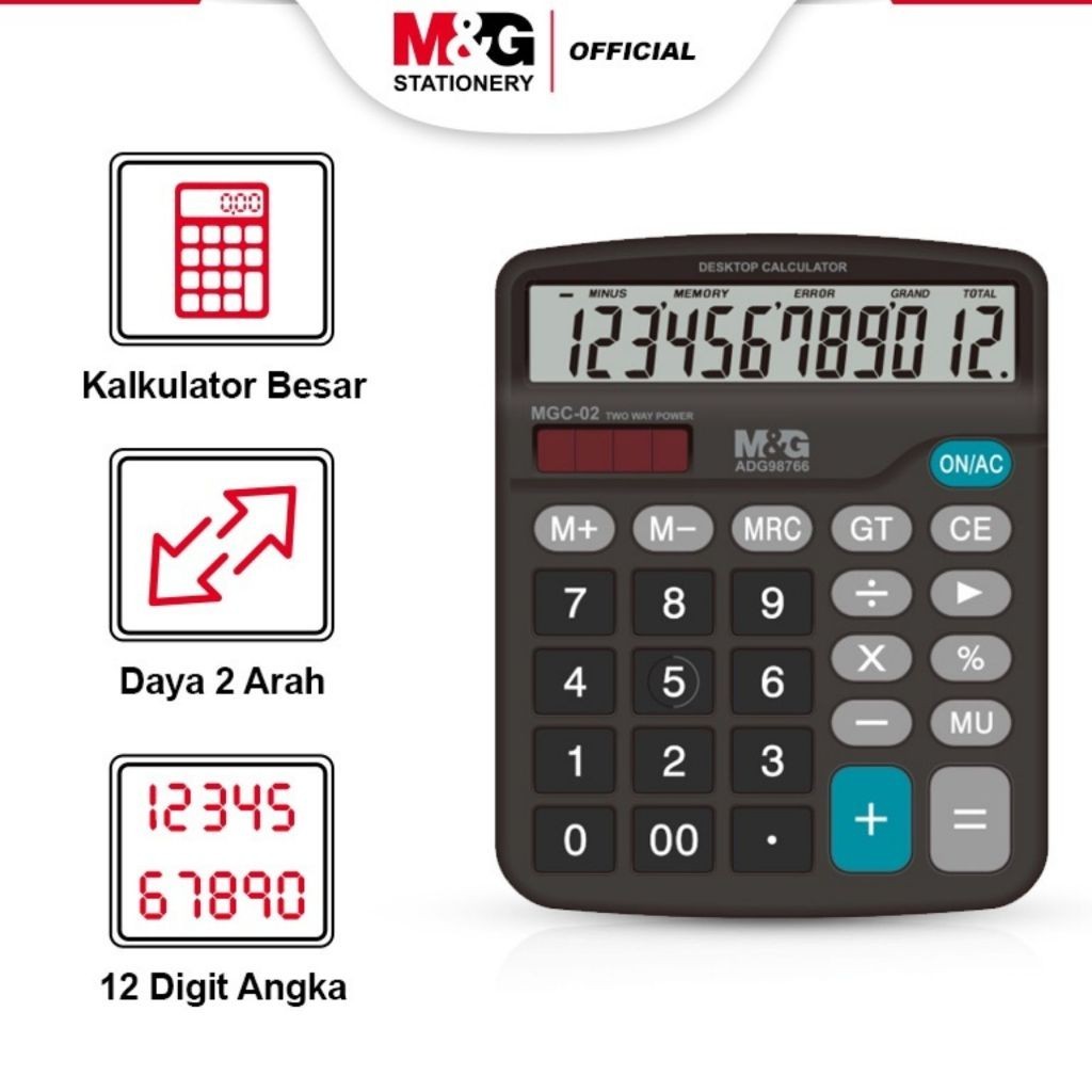 

Kalkulator M&G MGC-02 12 Digit Calculator Desktop ADG98766 Kalkulator Sekolah Kantor- SHSNP