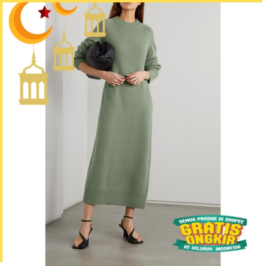 Zaria Dress Rajut Wanita Korean Style Kekinian Terbaru 2023 Baju Perempuan Tunik Midi Dress Knit Imp