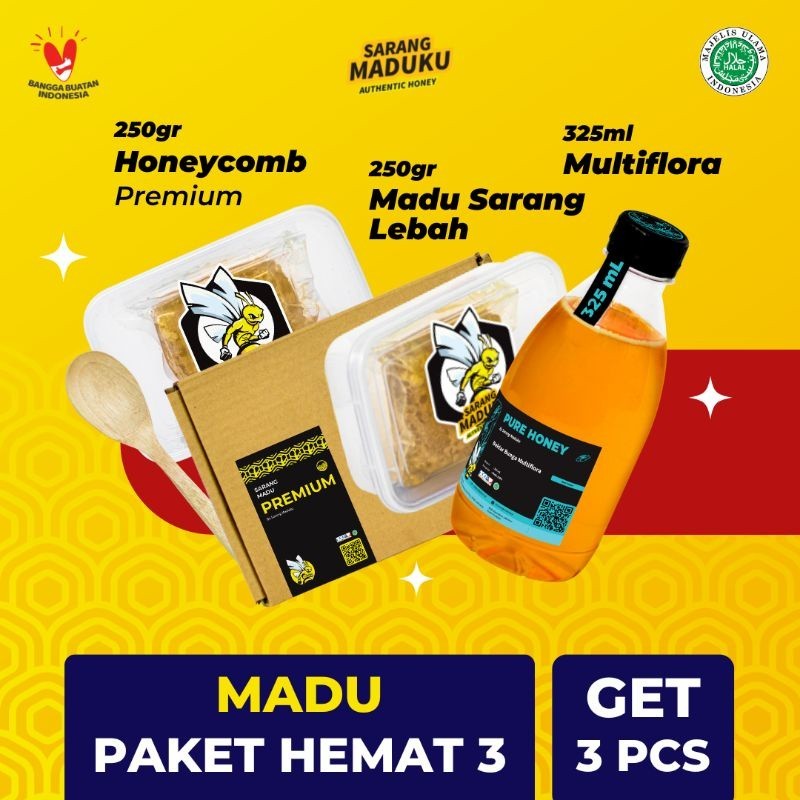 

Sarang Maduku - Madu Murni Sarang Madu Asli Paket Hemat 3 100% Raw Honey - Semarang