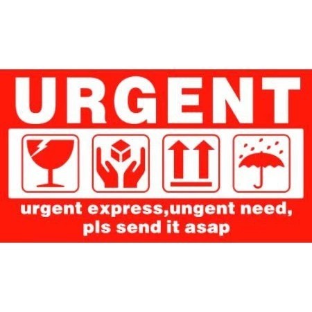 

Kertas stiker URGENT ukuran 5x8 cm