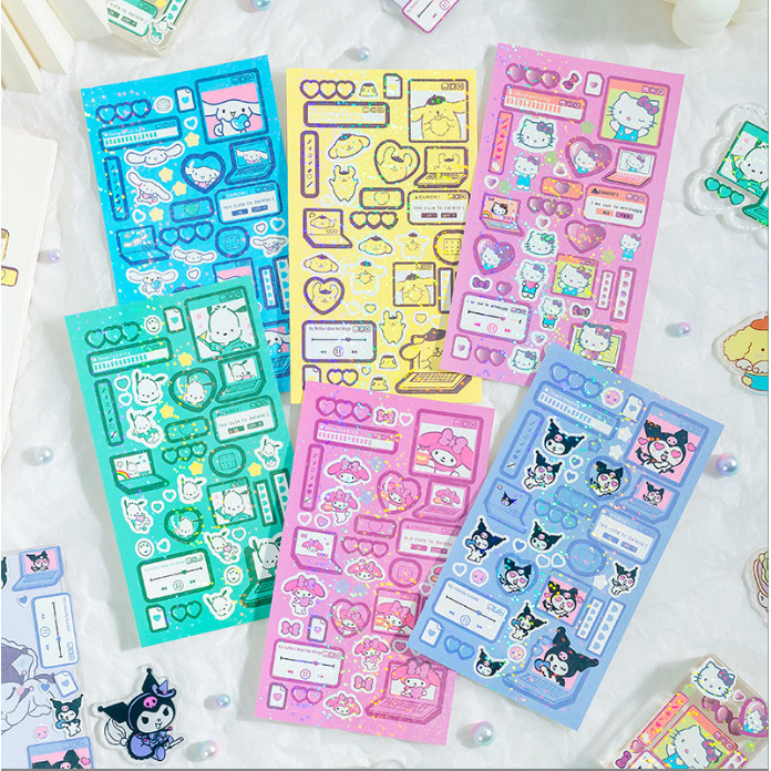 

Stiker glitter sanrio stiker lucu DIY glitter karakter