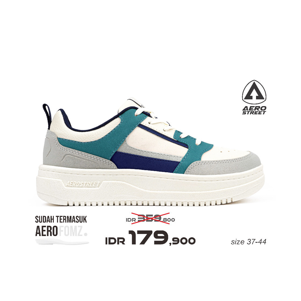 Aerostreet 37-44 Brooklyn Natural Biru Navy - Sepatu Sneakers Casual Sport