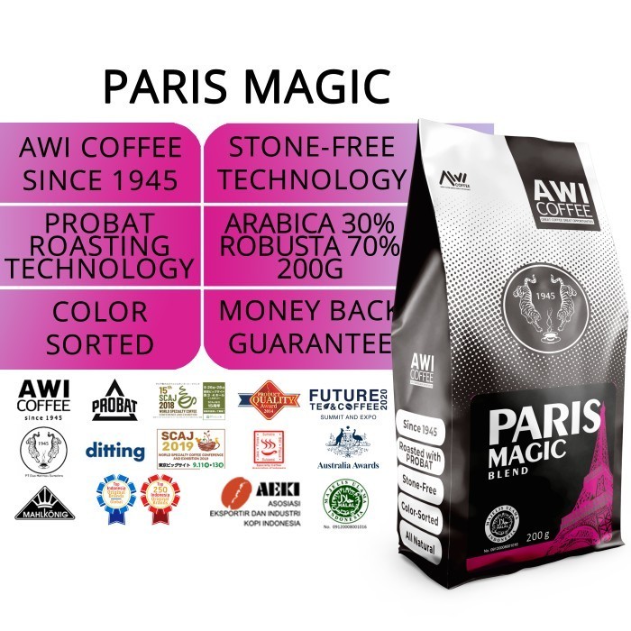 

[Coffee New] Awi Coffee Paris Magic Blend For Cafe 200gr Biji/Bubuk|Arabika Robusta - MEDIUM