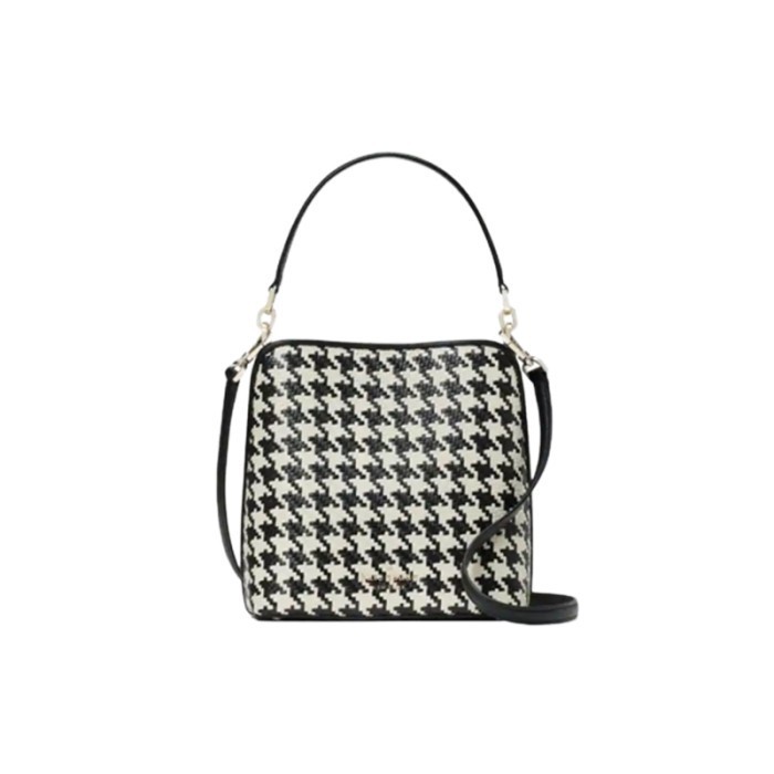 Tas Wanita Cewek Perempuan KS Darcy Woven Houndstooth Small Bucket Bag - Black Multi 100% ORIGINAL