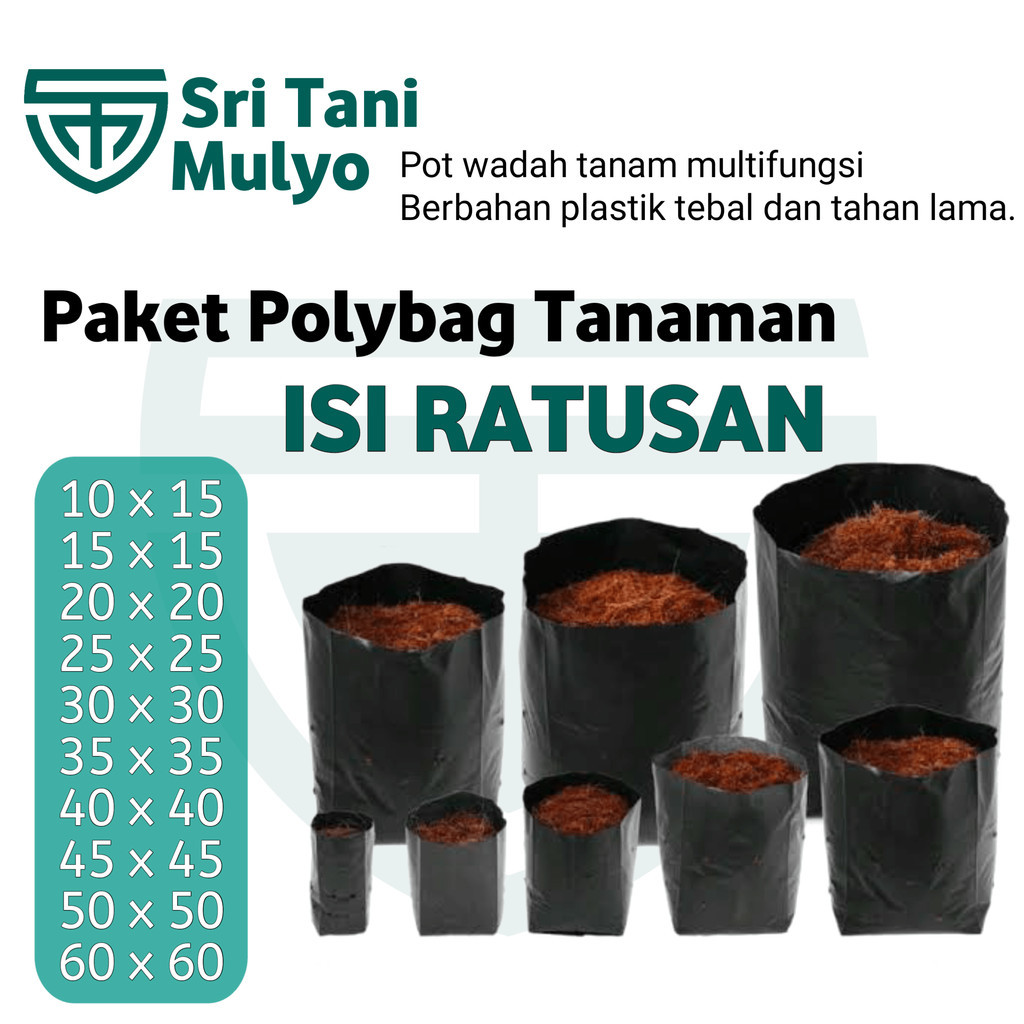 per Pack  Polybag Tanaman Tebal -Paket Plastik Polibag 10x12 15x15 20x20 25x25 30x30 35x35 40x40 50x
