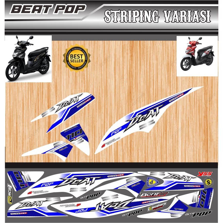 stiker Stiker Variasi Motor Beat Pop Motif Simple Elegan Striping Honda Motor Beat pop variasi beat 