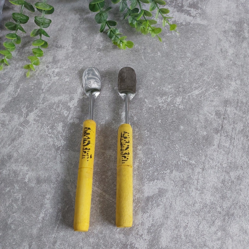 Spatula stainless steel mini gagang kayu/ sutil mini kue / sutil kue kering