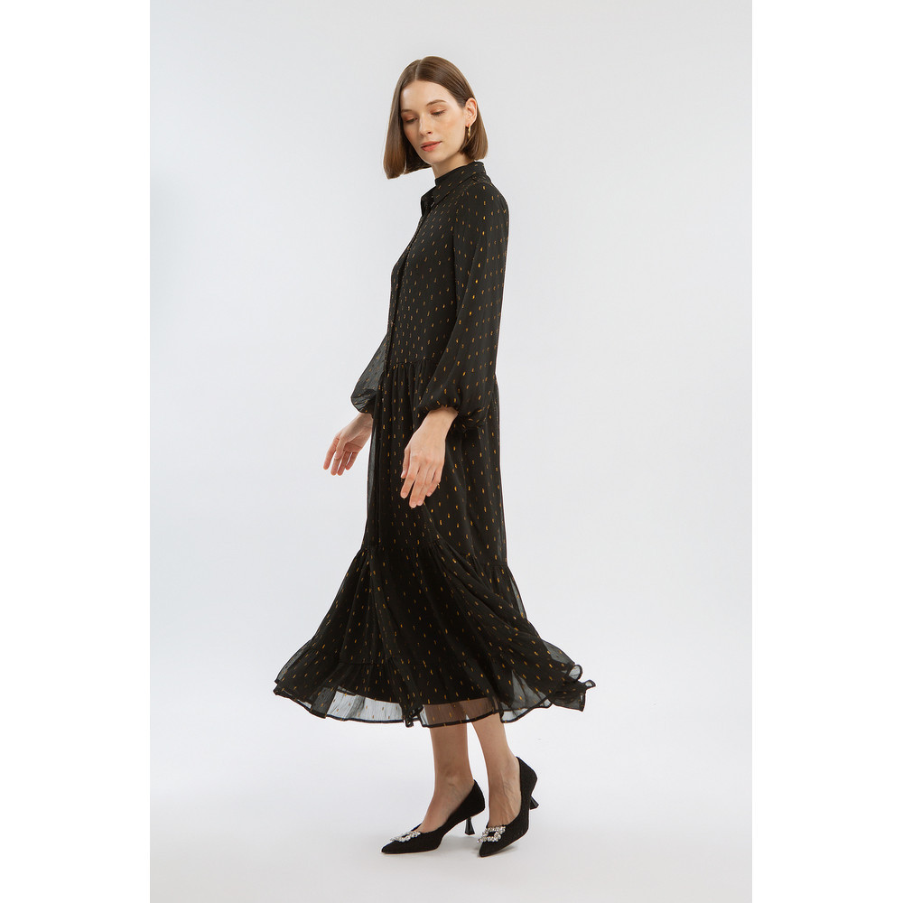 Pakaian wanita dress hitam polkadot vintage gamis muslim perempuan hijab lebaran pesta kondangan pre