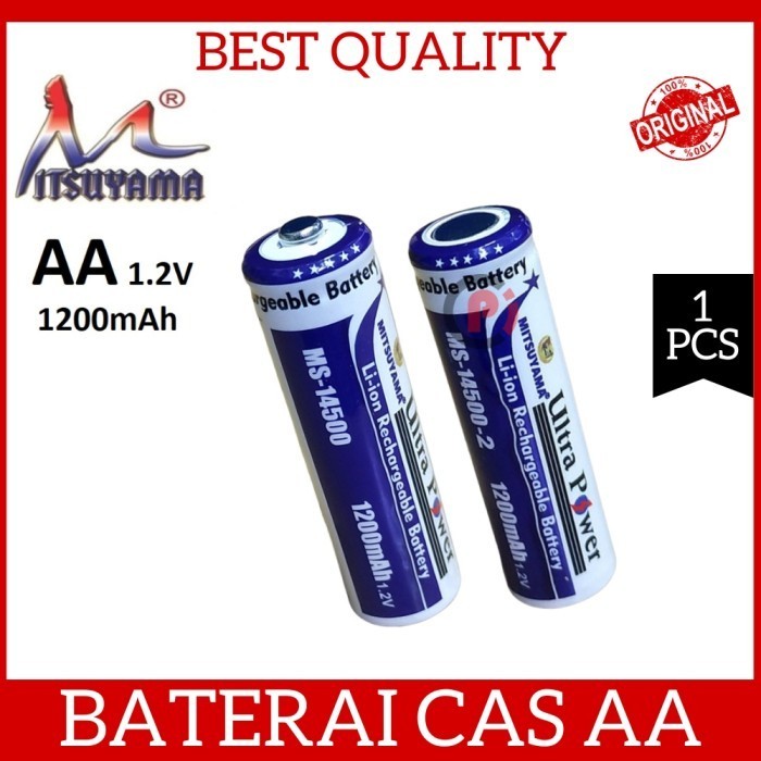 MITSUYAMA Baterai AA A2 Cas Isi Ulang 1.2V 1200mAh Flat / Button Top